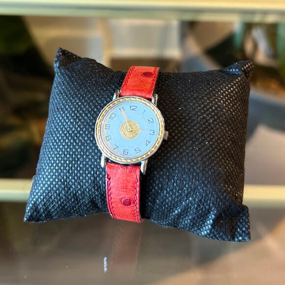 HERMES Sellier Round Ostrich Watch - Picture 1 of 5